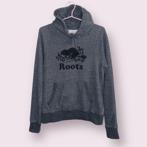 Roots Original Kanga Hoodie Black Pepper Small Drawstring Hood Canada Maple Leaf